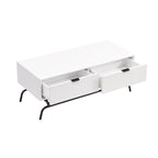 DH BASIC Modern 42-inch 2-Drawers Coffee Table with Metal Legs by Denhour