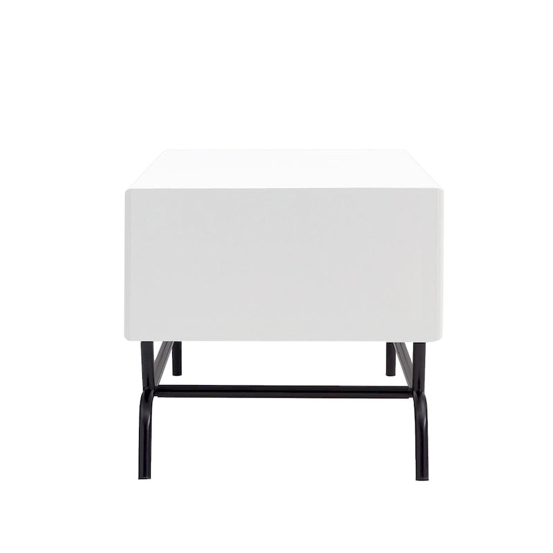 DH BASIC Modern 42-inch 2-Drawers Coffee Table with Metal Legs by Denhour
