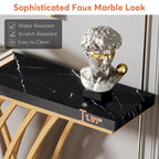 59 Inches Console Table,Gold and White Faux Marble Entryway Table