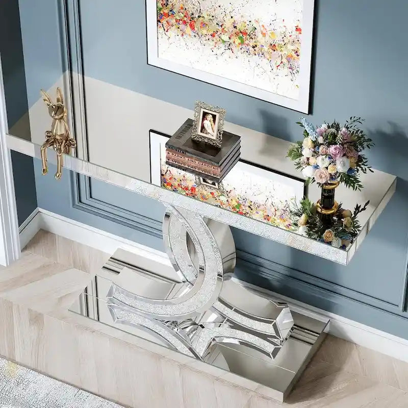 Console Table, Entryway Table with Geometric Legs, Sofa Table - 11.81D x 39.37W x 31.49H
