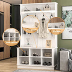 39.8 Wide Hall Tree with Bench and Shoe Storage Cabinet Entryway