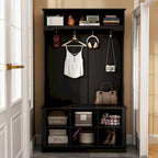 39.8 Wide Hall Tree with Bench and Shoe Storage Cabinet Entryway