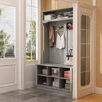 39.8 Wide Hall Tree with Bench and Shoe Storage Cabinet Entryway