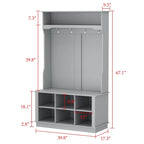39.8 Wide Hall Tree with Bench and Shoe Storage Cabinet Entryway