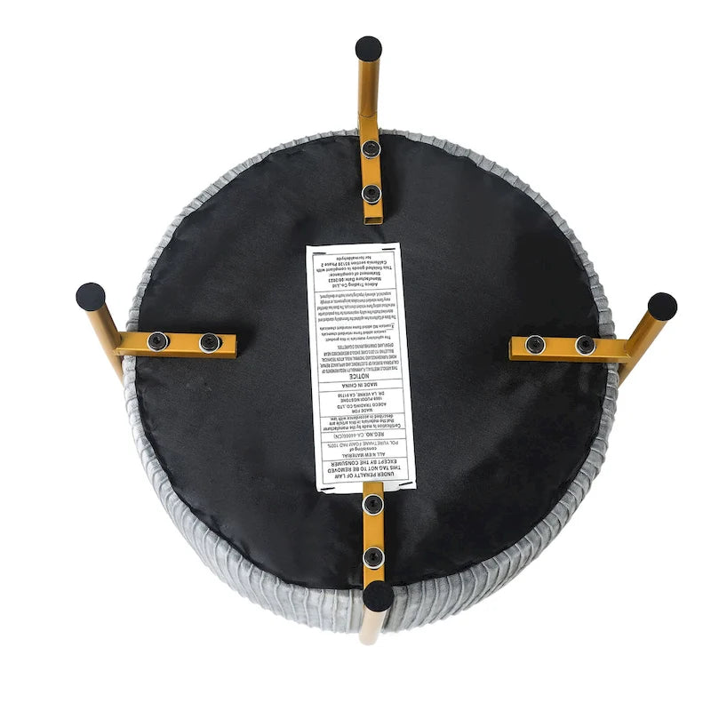 Adeco Round Ottoman 16.5 Foot Rest Stool with Metal Legs