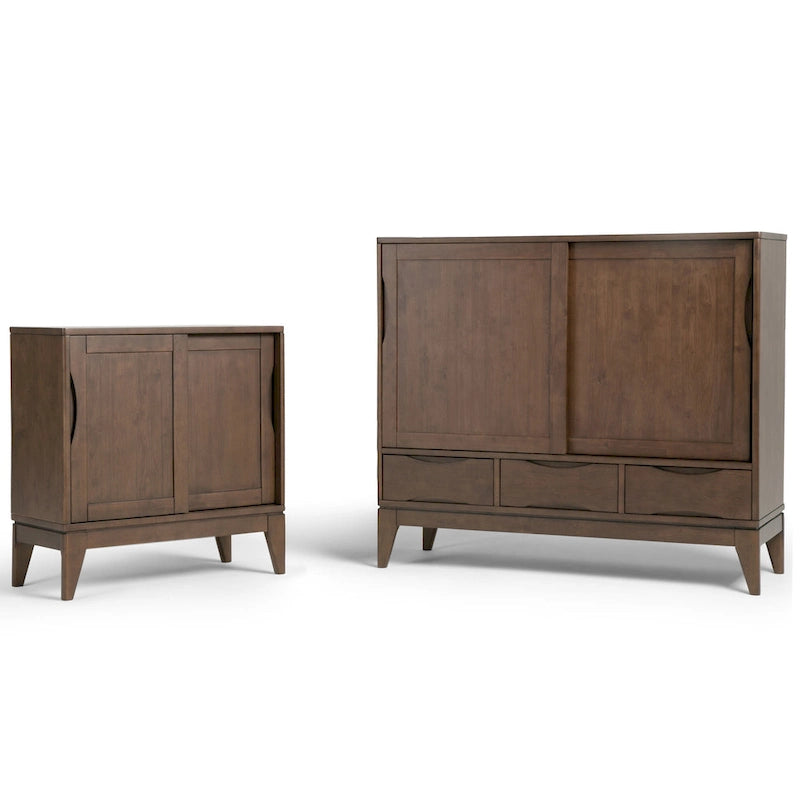 WYNDENHALL Pearson SOLID HARDWOOD 30 inch Wide Mid Century Modern Low Storage Cabinet - 30w x 14d x 31h