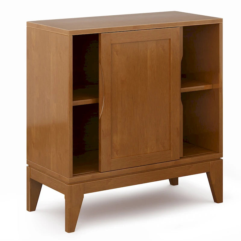 WYNDENHALL Pearson SOLID HARDWOOD 30 inch Wide Mid Century Modern Low Storage Cabinet - 30w x 14d x 31h