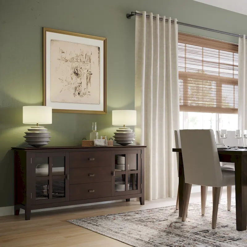 WYNDENHALL Stratford SOLID WOOD 60 Wide Contemporary Sideboard Buffet in Russet Brown - 17d x 60w x 30h