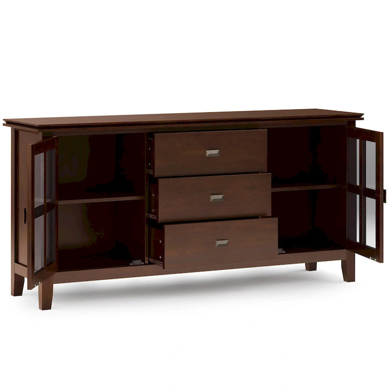 WYNDENHALL Stratford SOLID WOOD 60 Wide Contemporary Sideboard Buffet in Russet Brown - 17d x 60w x 30h