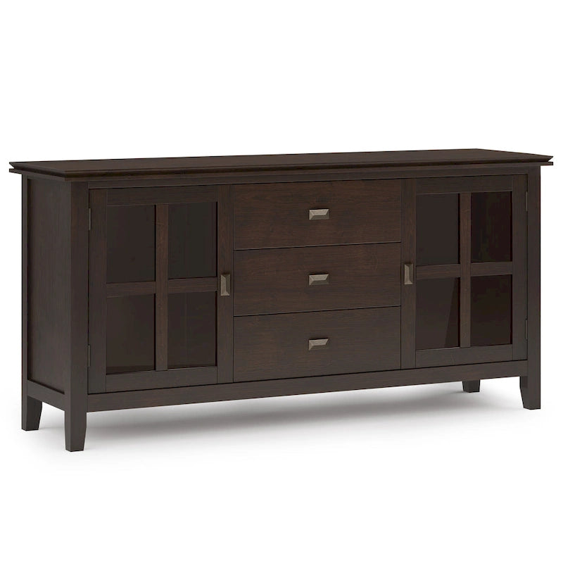 WYNDENHALL Stratford SOLID WOOD 60 Wide Contemporary Sideboard Buffet in Russet Brown - 17d x 60w x 30h