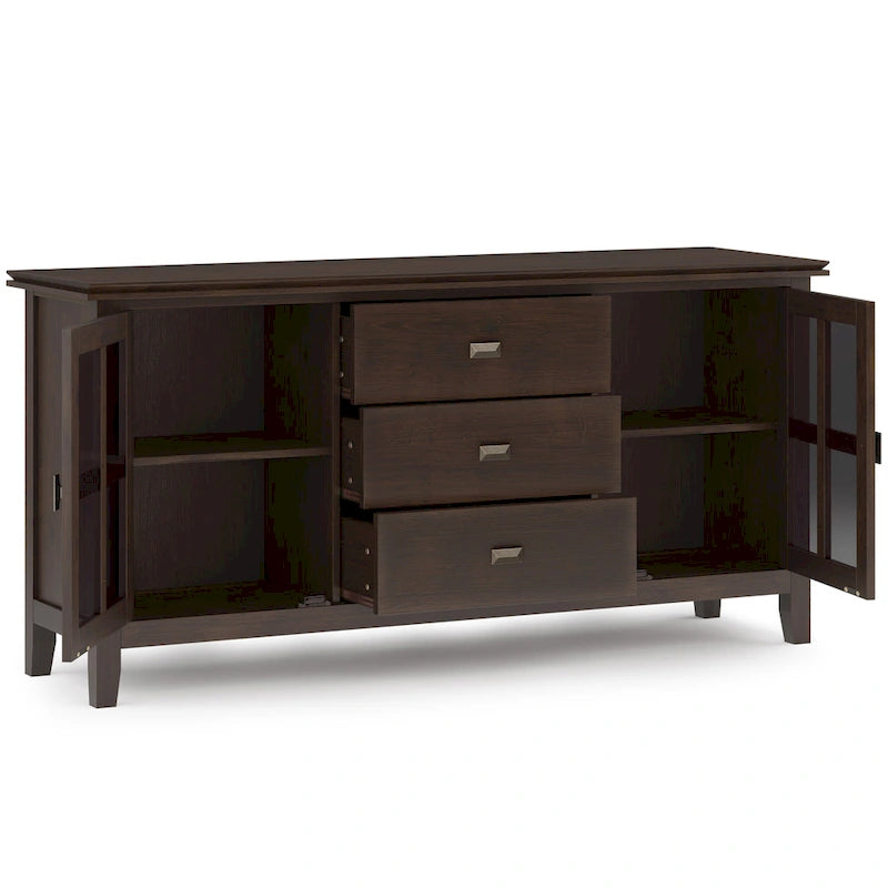WYNDENHALL Stratford SOLID WOOD 60 Wide Contemporary Sideboard Buffet in Russet Brown - 17d x 60w x 30h