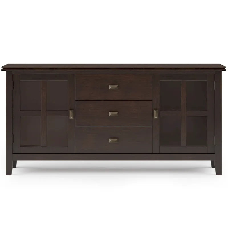 WYNDENHALL Stratford SOLID WOOD 60 Wide Contemporary Sideboard Buffet in Russet Brown - 17d x 60w x 30h