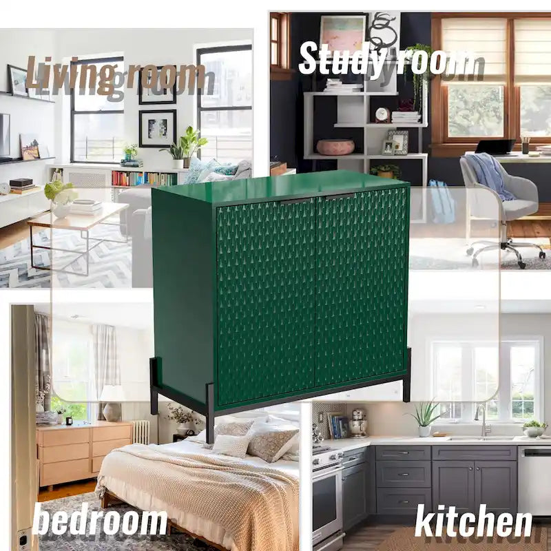 Clihome Modern Glossy Storage Accent Cabinet Sideboard