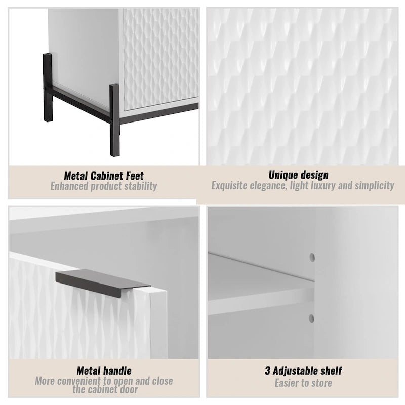 Clihome Modern Glossy Storage Accent Cabinet Sideboard