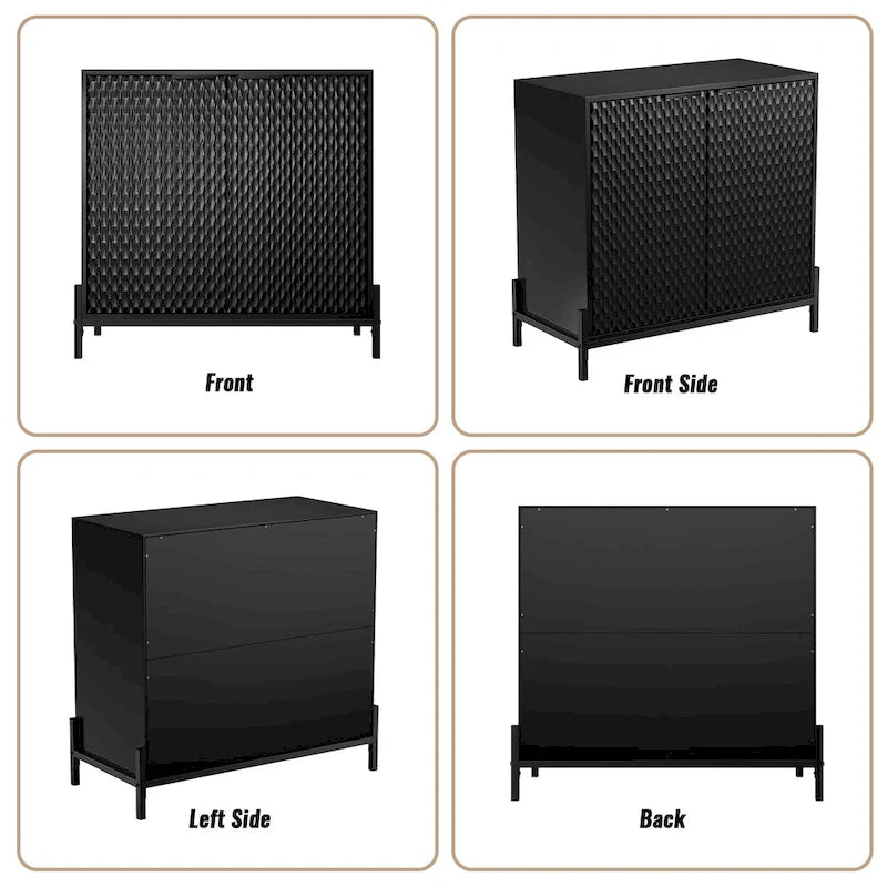 Clihome Modern Glossy Storage Accent Cabinet Sideboard