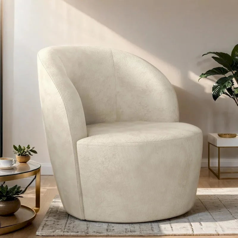 Swivel Barrel Round Comfy Accent Chair for Living Room