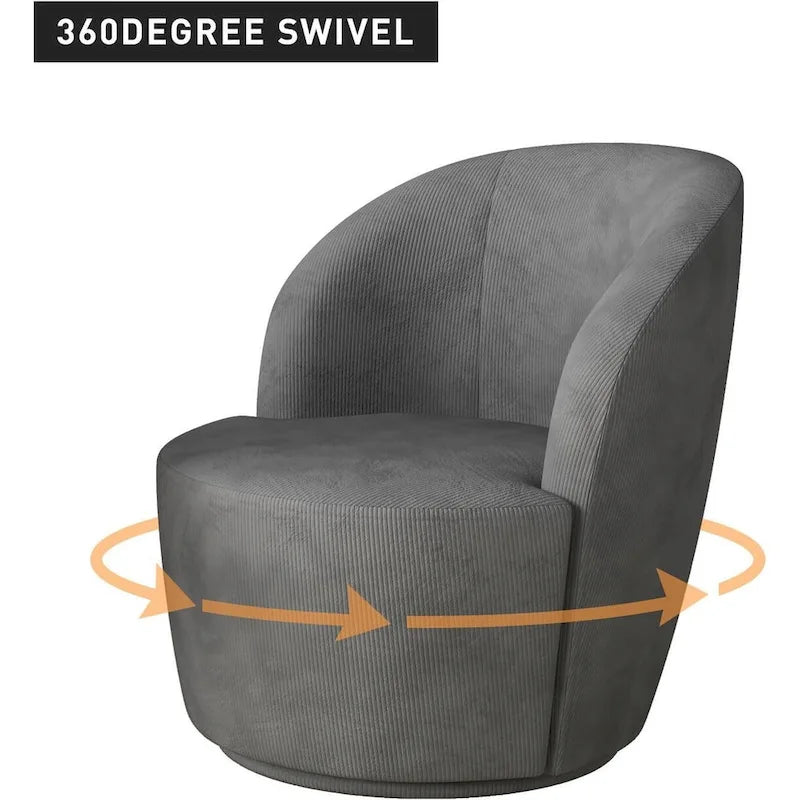 Swivel Barrel Round Comfy Accent Chair for Living Room