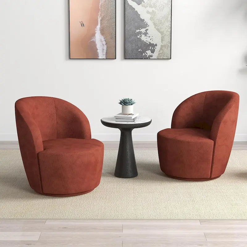 Swivel Barrel Round Comfy Accent Chair for Living Room