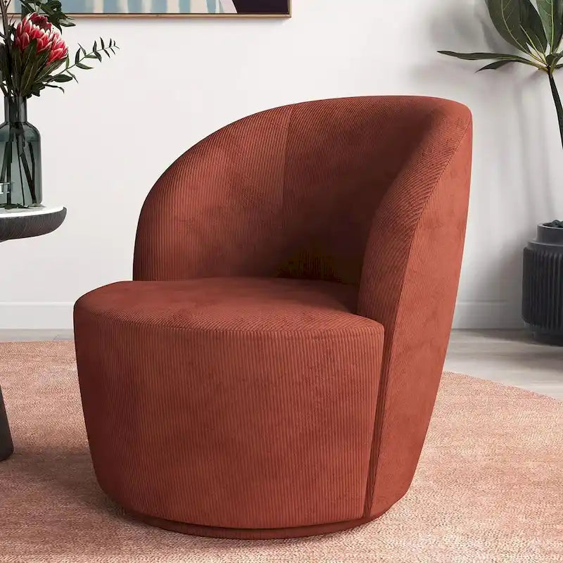 Swivel Barrel Round Comfy Accent Chair for Living Room