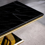 Black Dining Room Table with Polished Gold Metal Legs