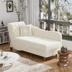 Ouyessir Upholstered Storage Chaise Lounge Chair with Left Armrest & Lumbar Pillow