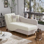 Ouyessir Upholstered Storage Chaise Lounge Chair with Left Armrest & Lumbar Pillow