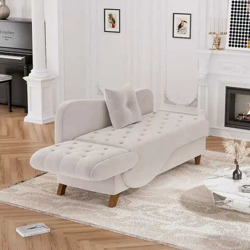 Ouyessir Upholstered Storage Chaise Lounge Chair with Left Armrest & Lumbar Pillow