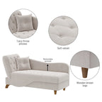 Ouyessir Upholstered Storage Chaise Lounge Chair with Left Armrest & Lumbar Pillow