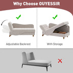 Ouyessir Upholstered Storage Chaise Lounge Chair with Left Armrest & Lumbar Pillow
