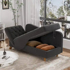 Ouyessir Upholstered Storage Chaise Lounge Chair with Left Armrest & Lumbar Pillow