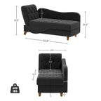 Ouyessir Upholstered Storage Chaise Lounge Chair with Left Armrest & Lumbar Pillow