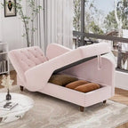 Ouyessir Upholstered Storage Chaise Lounge Chair with Left Armrest & Lumbar Pillow
