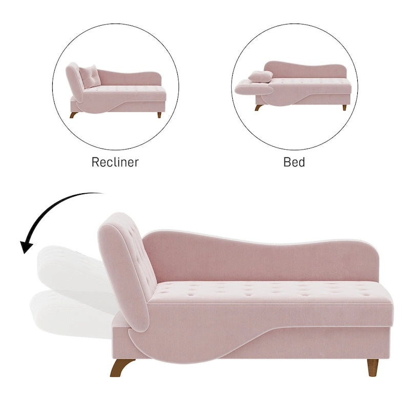 Ouyessir Upholstered Storage Chaise Lounge Chair with Left Armrest & Lumbar Pillow