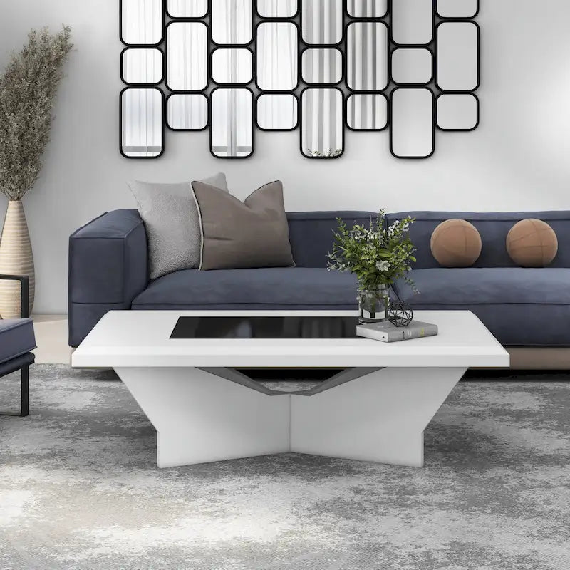 Ameena Contemporary Glass Insert Top Coffee Table by Furniture of America