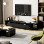 Modern Style Extendable TV Stand with 3Drawer White/Black 65.4-106.3