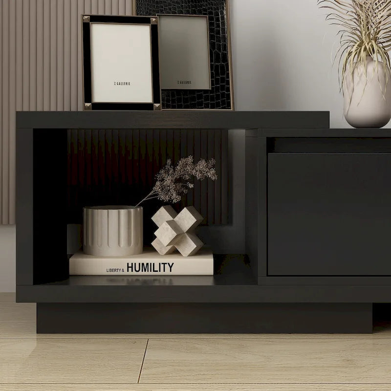 Modern Style Extendable TV Stand with 3Drawer White/Black 65.4-106.3