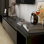 Modern Style Extendable TV Stand with 3Drawer White/Black 65.4-106.3