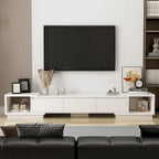Modern Style Extendable TV Stand with 3Drawer White/Black 65.4-106.3