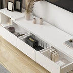 Modern Style Extendable TV Stand with 3Drawer White/Black 65.4-106.3