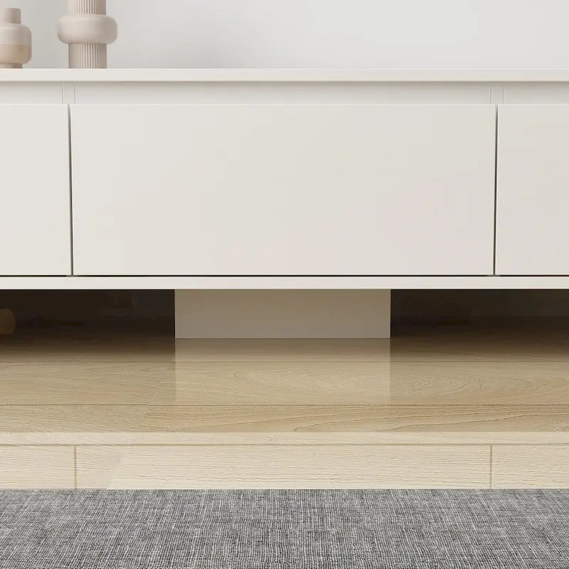 Modern Style Extendable TV Stand with 3Drawer White/Black 65.4-106.3