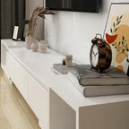 Modern Style Extendable TV Stand with 3Drawer White/Black 65.4-106.3