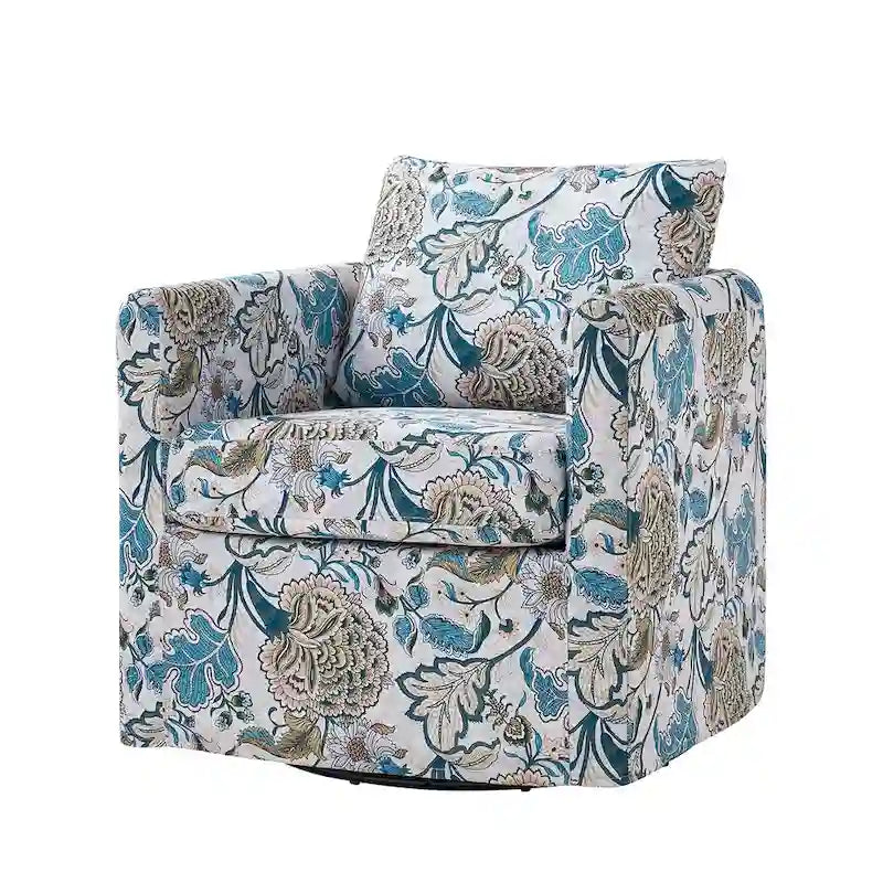 Erkenbald Modern Slipcovered Swivel Chair with Removable Cushion by HULALA HOME