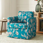 Erkenbald Modern Slipcovered Swivel Chair with Removable Cushion by HULALA HOME