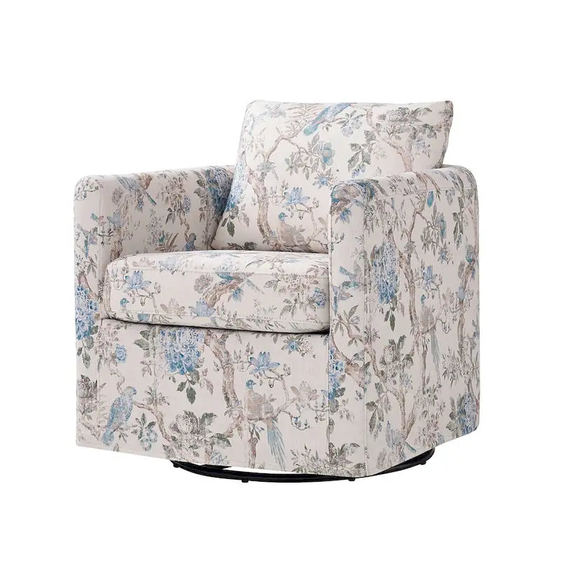 Erkenbald Modern Slipcovered Swivel Chair with Removable Cushion by HULALA HOME