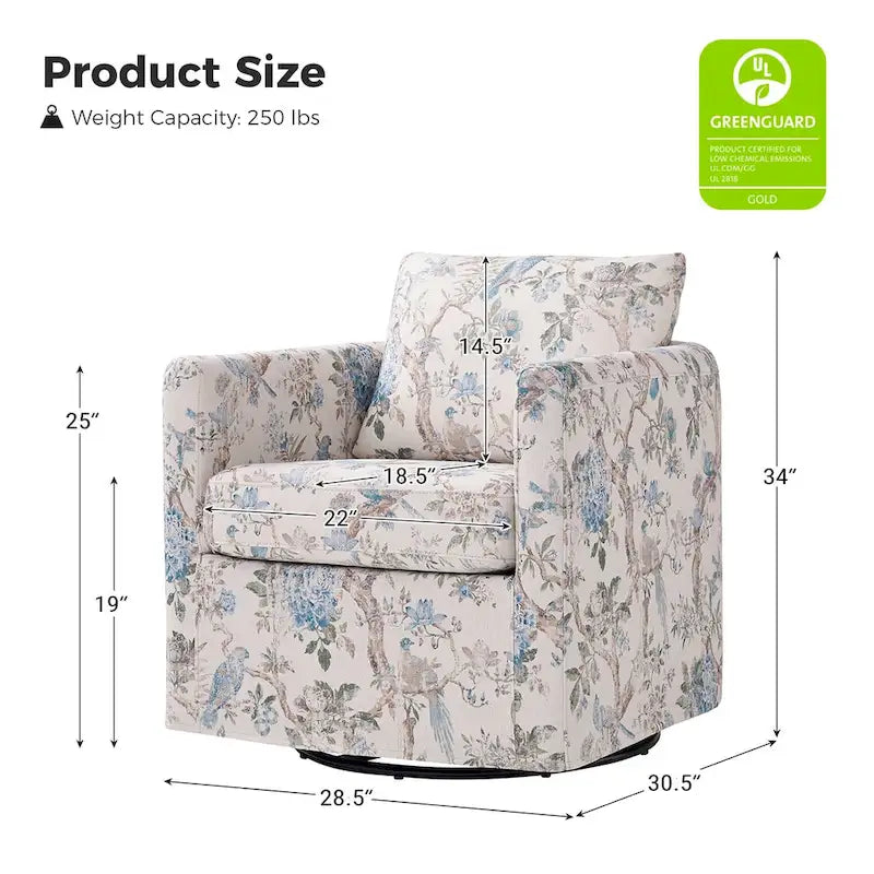 Erkenbald Modern Slipcovered Swivel Chair with Removable Cushion by HULALA HOME