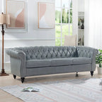 84.65 Chesterfield Tufted Faux Leather Sofa with Rolled Arms
