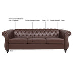 84.65 Chesterfield Tufted Faux Leather Sofa with Rolled Arms