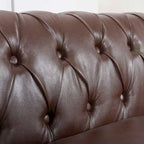 84.65 Chesterfield Tufted Faux Leather Sofa with Rolled Arms