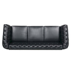 84.65 Chesterfield Tufted Faux Leather Sofa with Rolled Arms