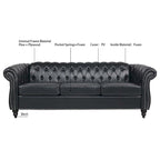 84.65 Chesterfield Tufted Faux Leather Sofa with Rolled Arms